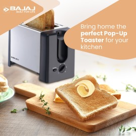 Bajaj ATX 3 750-Watt Pop-up Toaster, 2-Slice Automatic Pop up Toaster, Dust Cover - Slide Out Crumb Tray, 6-Level Browning Controls, Black and Silver