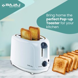 Bajaj ATX 4 750-Watt Pop-up Toaster, 2-Slice Automatic Pop up Toaster, Dust Cover - Slide Out Crumb Tray, 6-Level Browning Controls