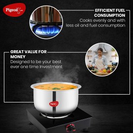 Pigeon Elite Stainless Steel Triply Tope 14 cm, Gas Stove and Induction Compatible - Silver