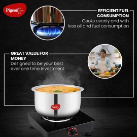 Pigeon Elite Stainless Steel Triply Tope 16 cm, Gas Stove and Induction Compatible - Silver