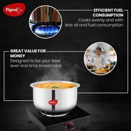 Pigeon Elite Stainless Steel Triply Tope 18 cm, Gas Stove and Induction Compatible - Silver