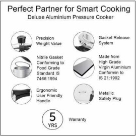 Pigeon Amelia 2 Liters Induction Base Aluminium Inner Lid Pressure Cooker,Black
