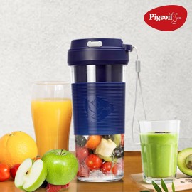 Pigeon Blendo USB rechargeable Personal Blender for Smoothies,Shakes with Juicer Cup Jar,330 ml,Blue,Medium