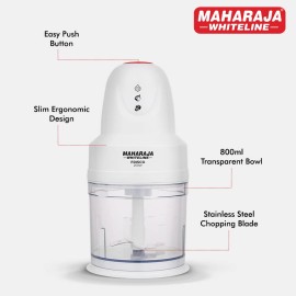 Maharaja Whiteline Frisco 800ml Electric Chopper + Nelkon 2.6mm Nonstick Fry Pan 275 + Maharaja Whiteline 175 Watt Hand Blender (Blue And White)