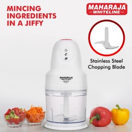 Maharaja Whiteline Frisco 800ml Electric Chopper + Nelkon 2.6mm Nonstick Fry Pan 275 + Maharaja Whiteline 175 Watt Hand Blender (Blue And White)