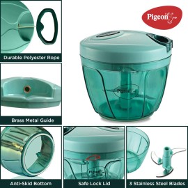 Pigeon Large Handy and Compact Chopper with 3 blades for effortlessly chopping vegetables and fruits for your kitchen,Green