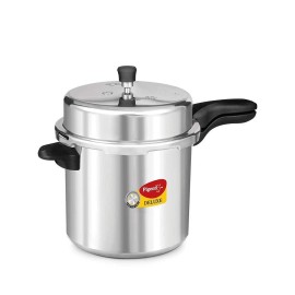 Pigeon Deluxe Aluminium Outer Lid Pressure Cooker, 10 Litres, Silver