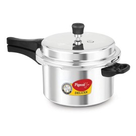 Pigeon Deluxe Aluminium Outer Lid Pressure Cooker, 5 Litres, Silver