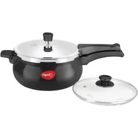 Pigeon Titanium Hard Anodised Aluminium Outer Lid Handi Pressure Cooker, 5 Litres, Black