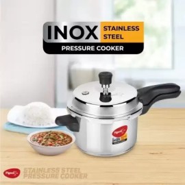 Pigeon Inox Stainless Steel 2 Litre, Induction Base Pressure Cooker, Outer Lid, Silver