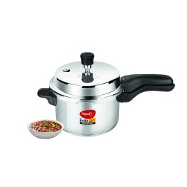 Pigeon Inox Stainless Steel 3 Litre, Induction Base Pressure Cooker, Outer Lid, Silver