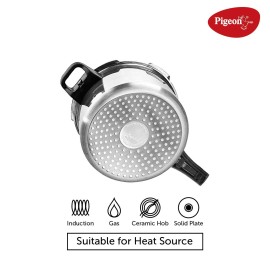 Pigeon Inox Stainless Steel 3 Litre, Induction Base Pressure Cooker, Outer Lid, Silver