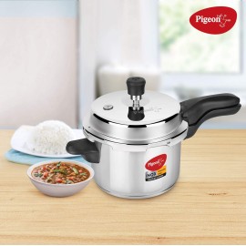 Pigeon Inox Stainless Steel 3 Litre, Induction Base Pressure Cooker, Outer Lid, Silver