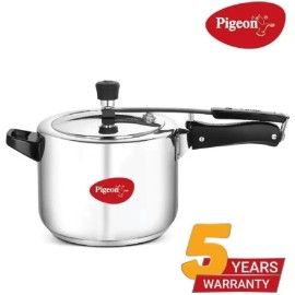 Pigeon Inox Stainless Steel Pressure Cooker 5 Liter Inner Lid Induction Bottom (Stainless Steel)