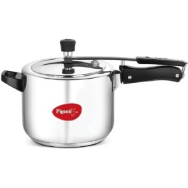 Pigeon Inox Stainless Steel Pressure Cooker 5 Liter Inner Lid Induction Bottom (Stainless Steel)