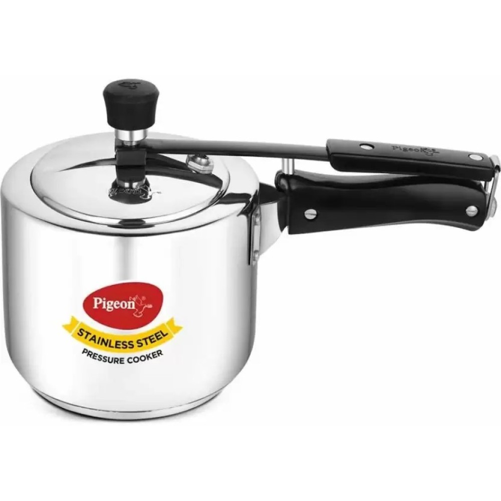 Pigeon Inox Stainless Steel Pressure Cooker 3 Liter Inner Lid Induction Bottom (Stainless Steel)