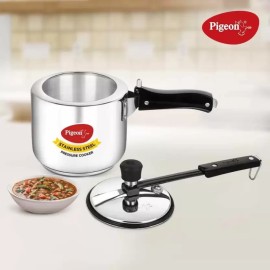 Pigeon Inox Stainless Steel Pressure Cooker 3 Liter Inner Lid Induction Bottom (Stainless Steel)