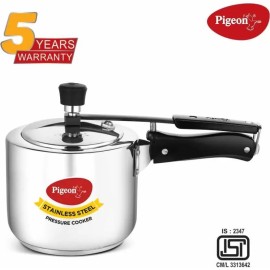 Pigeon Inox Stainless Steel Pressure Cooker 3 Liter Inner Lid Induction Bottom (Stainless Steel)