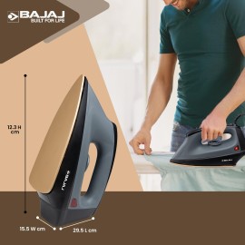 Bajaj Plastic Herculo 1100 Watts Dry Iron, Black & Grey