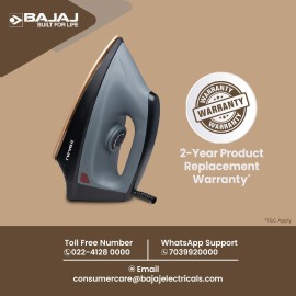 Bajaj Plastic Herculo 1100 Watts Dry Iron, Black & Grey