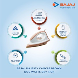 Bajaj ABS Majesty Canvas Brown 1000 Watts Dry Iron