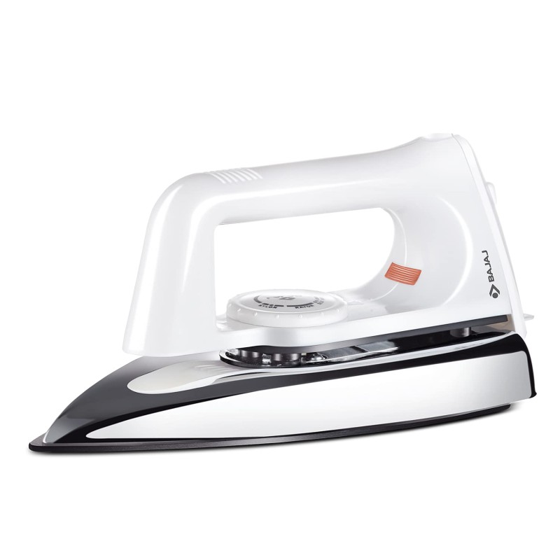 Bajaj Plastic Popular Plus 750W Dry Iron with Advance Soleplate and Anti-Bacterial German Coating Technology, White, 750 Watts Bajaj Plastic Popular Plus 750W Dry Iron with Advance Soleplate and Anti-Bacterial German Coating Technology, White, 750 Watts