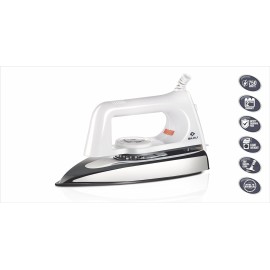 Bajaj Plastic Popular Plus 750W Dry Iron with Advance Soleplate and Anti-Bacterial German Coating Technology, White, 750 Watts