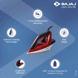 Bajaj Splendora 1100 Watts Dry Iron, Red & Black, Regular
