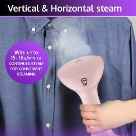 Pigeon Handheld Garment Steamer 1200 watts, Vertical and Horizontal Steaming, 200 ml Water Tank Capacity(Pink)