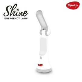 Pigeon Dhruv Shine 2 in 1 Desk and Torch Emergency Lamp with 1200 mAh and 8 Hours Backup (White, Pack of 1, Plastic)