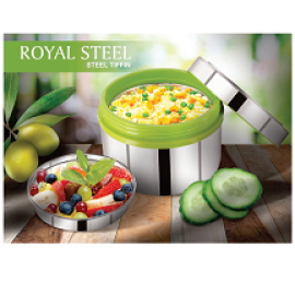 Paras Royal Steel Tiffin (Pack Of 1) Green