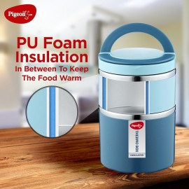 Pigeon Tiffin Box Warm And Fresh Stainless Steel Insulated Pack of 2 (Blue)