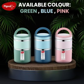 Pigeon Tiffin Box Warm And Fresh Stainless Steel Insulated Pack of 2 (Blue)