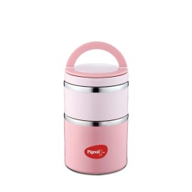 Pigeon Tiffin Box Warm And Fresh Stainless Steel Insulated Pack of 2 (Pink)