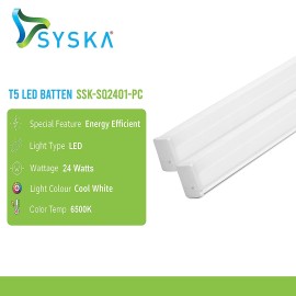 Syska T5 24W 6500K LED Tube Light Plastic Body (White,Pack of 1)