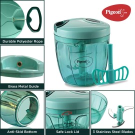 Pigeon Handy Chopper with 5 Stainless Steel Blades and 1 Plastic Whisker (14077,XL,Green)